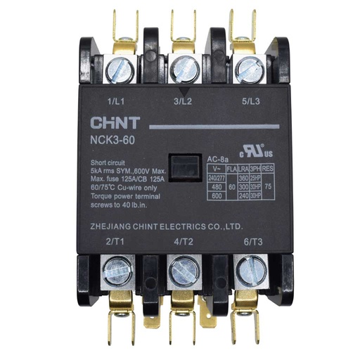 [NCK3-60A/3-230V] NCK3-60A/3-230V — CONTACTOR PARA AIRE ACONDICIONADO 3X60A 230VCA DE BOBINA